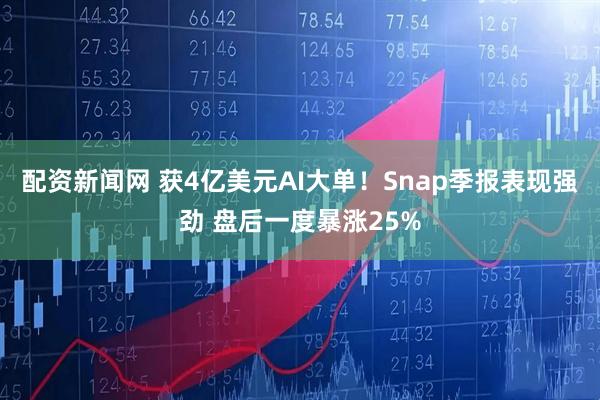 配资新闻网 获4亿美元AI大单！Snap季报表现强劲 盘后一度暴涨25%